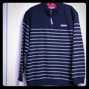 Mens Vineyard Vines Navy striped 1/4 zip crew